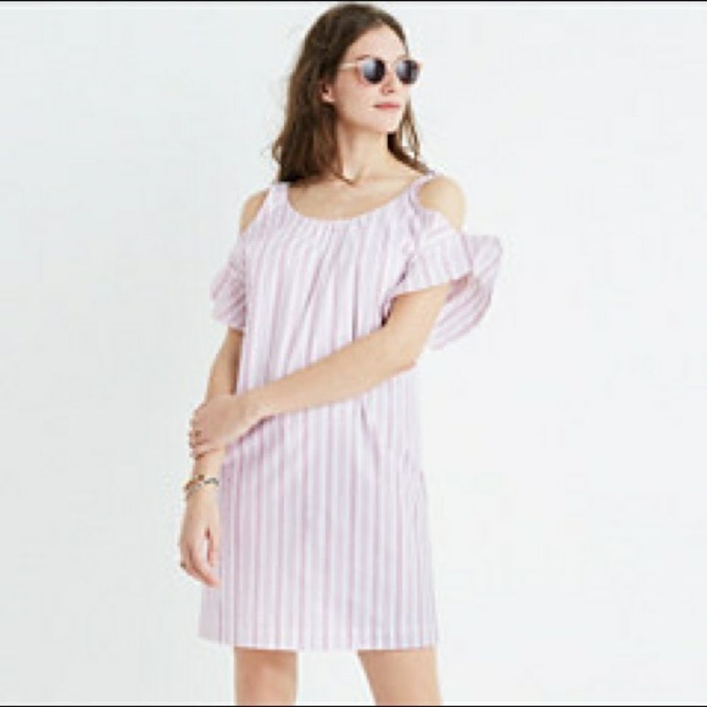 Madewell Cold Shoulder Striped Dress Sz M